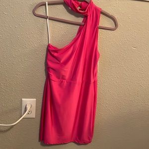 Super down hot pink choker dress